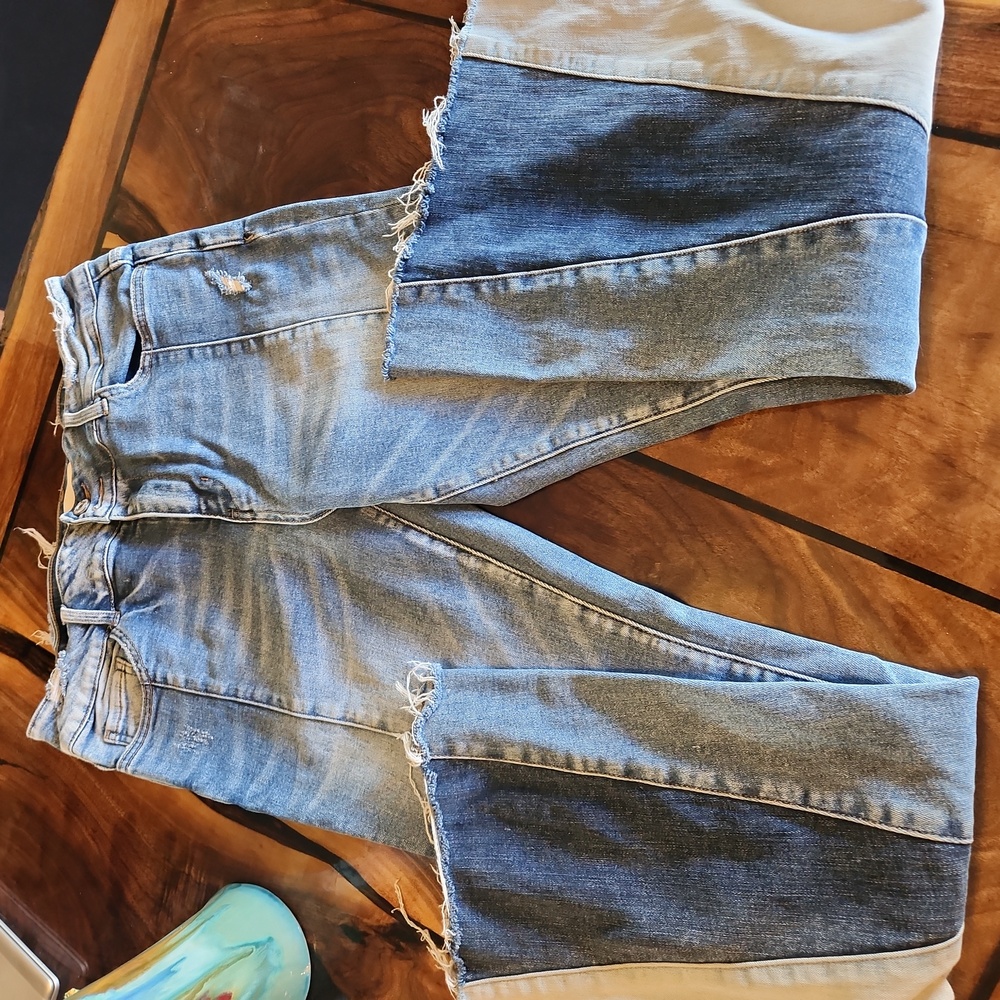 Vervet flare leg patchwork jeans